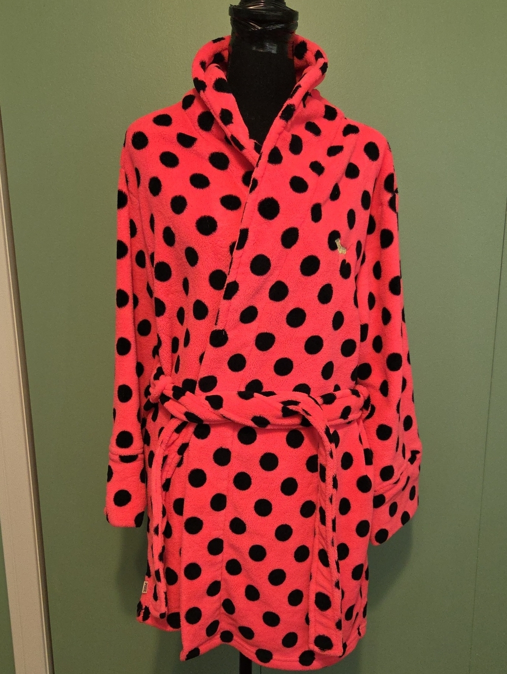 Victorias Secret Pink Polka Dot Robe Size Xs Small